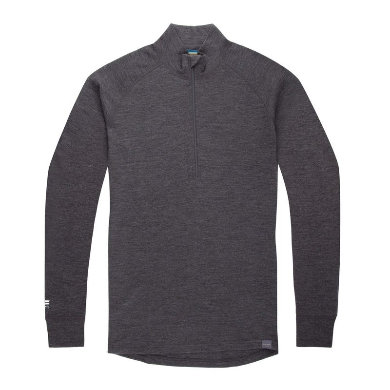 MERIWOOL Mens Base Layer 100% Merino Wool Midweight 250g Half Zip Sweater for Men Charcoal Gray - Image 3